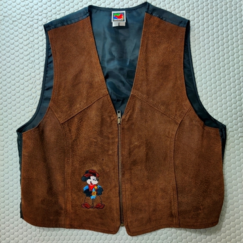 Mickey Unlimited Brown Leather Vest Sz (S)